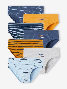 Pack of 7 Whale Briefs in Stretch Organic Cotton for Boys  - vertbaudet enfant