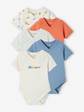 -Pack of 5 "Cars" Bodysuits in Organic Cotton for Newborns