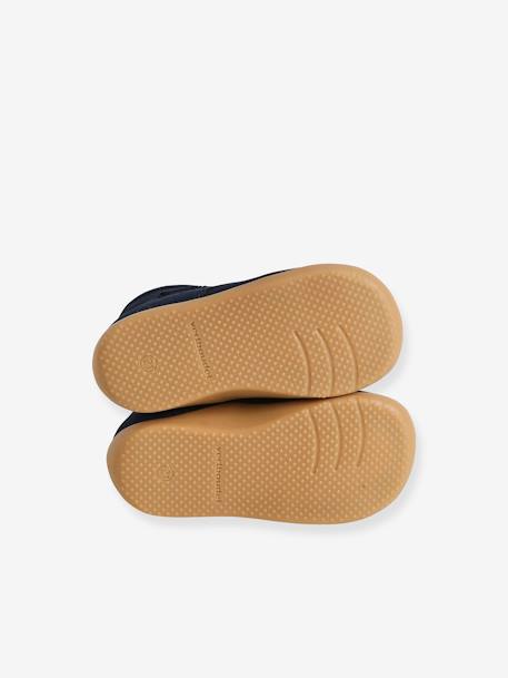 Lace-Up Soft Leather Ankle Boots for Babies, Designed for First Steps navy blue+set blue - vertbaudet enfant 