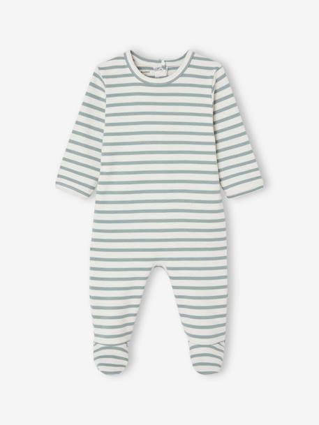 Lot de 3 pyjamas bébé mixtes en interlock BASICS bleu grisé - vertbaudet enfant 