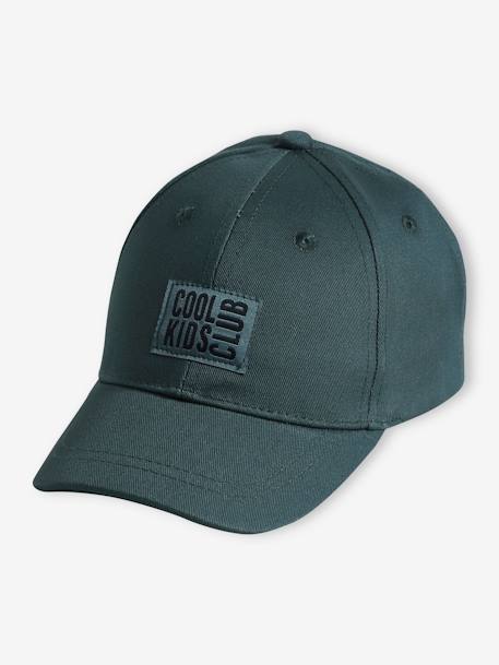 Plain Cap with Embroidery on the Front for Boys lichen+navy blue - vertbaudet enfant 