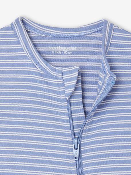 Lot de 3 pyjamas bébé en jersey ouverture zippée BASICS bleu chambray+blush+cappuccino - vertbaudet enfant 