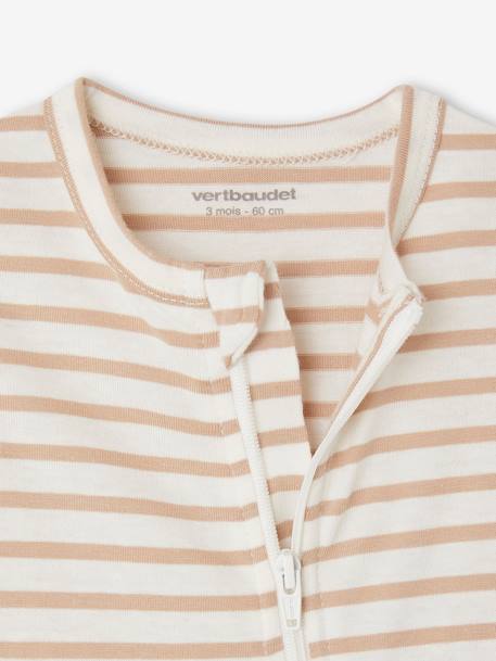 Lot de 3 pyjamas bébé en jersey ouverture zippée BASICS bleu chambray+blush+cappuccino - vertbaudet enfant 