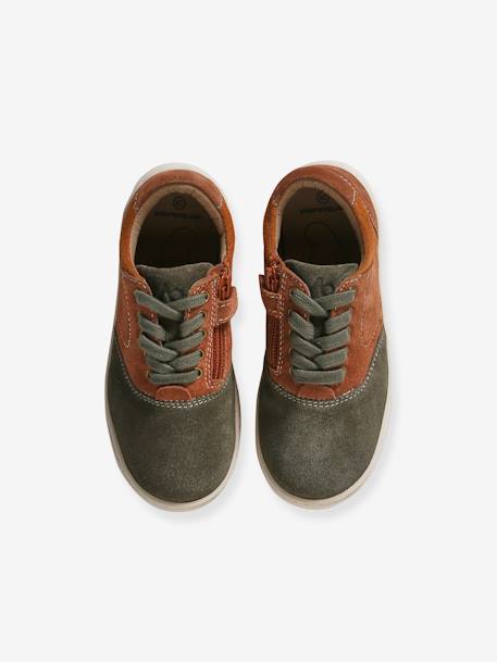 Leather Trainers with Laces for Children, Designed for Autonomy set brown - vertbaudet enfant 
