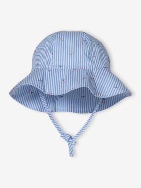 Vertbaudet Hat in Paper Straw & Gingham Ribbon for Baby Girls Ecru