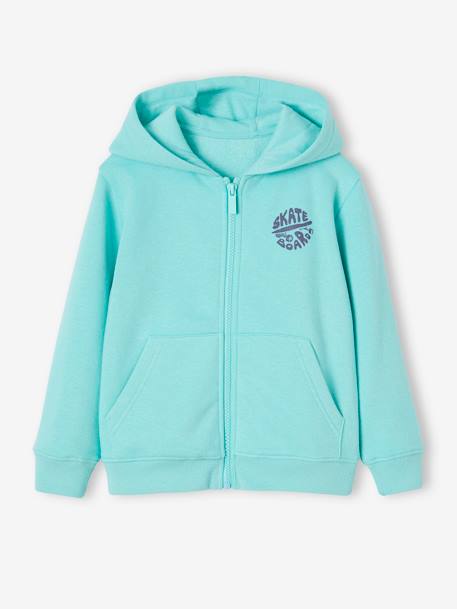 Basics Zipped Jacket with Hood for Boys ochre+turquoise - vertbaudet enfant 