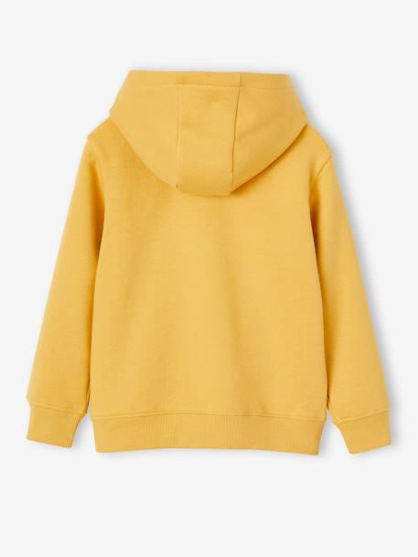 Sweat garçon zippé à capuche motif poitrine blanc chiné+bleu chambray+ocre+rouge+turquoise - vertbaudet enfant 