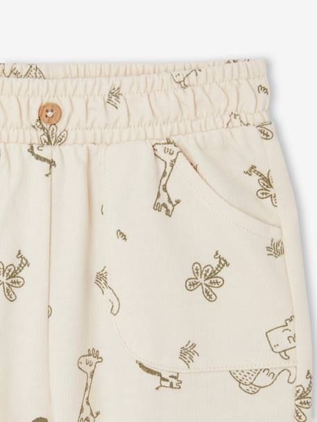 Printed Fleece Trousers for Babies ecru+khaki - vertbaudet enfant 