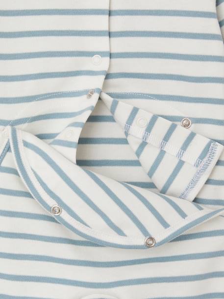 Striped Sleepsuit in Interlock Fabric for Babies sky blue - vertbaudet enfant 