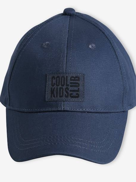 Plain Cap with Embroidery on the Front for Boys lichen+navy blue - vertbaudet enfant 