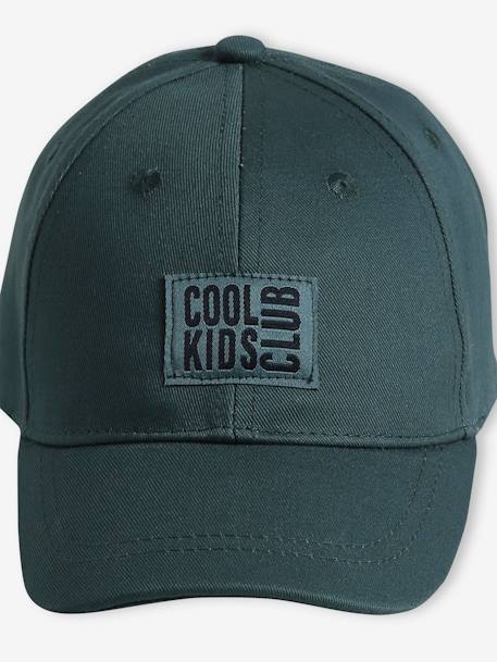 Plain Cap with Embroidery on the Front for Boys lichen+navy blue+striped beige - vertbaudet enfant 