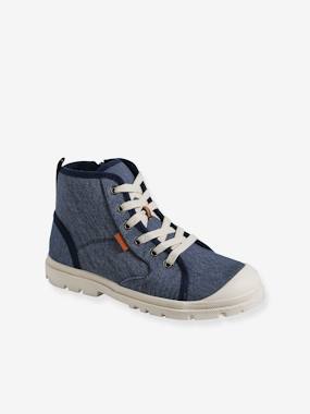 Shoes-Boys Footwear-Trainers-High Top Fabric Trainers with Lug Soles, for Children