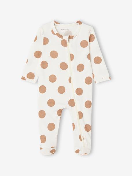 Lot de 3 pyjamas bébé en jersey ouverture zippée BASICS bleu chambray+blush+cappuccino - vertbaudet enfant 