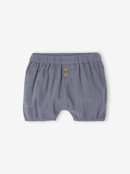Pack of 2 Cotton Gauze Shorts for Babies ecru+grey blue - vertbaudet enfant 