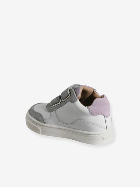 White Leather Trainers with Hook-&-Loop Fasteners for Babies white - vertbaudet enfant 