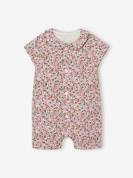 Floral Jumpsuit for Newborns ecru+printed white - vertbaudet enfant 