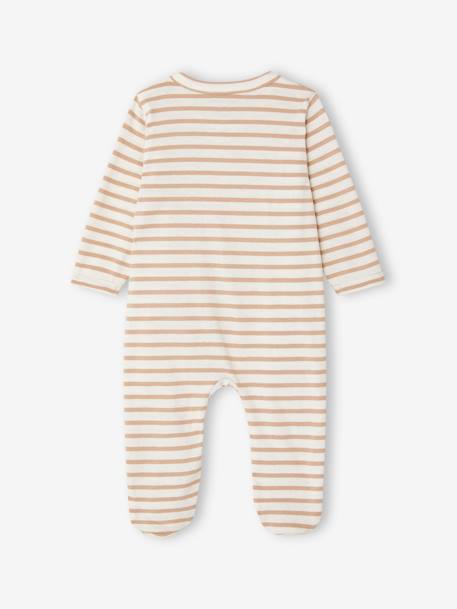 Lot de 3 pyjamas bébé en jersey ouverture zippée BASICS bleu chambray+blush+cappuccino - vertbaudet enfant 