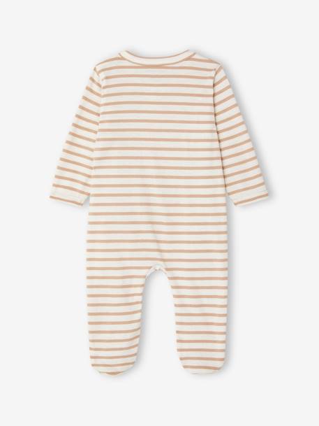 Pack of 3 BASICS Jersey Knit Sleepsuits with Zip Fastening, for Babies cappuccino+chambray blue - vertbaudet enfant 