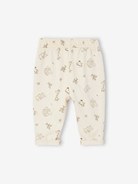 Pantalon imprimé en molleton bébé écru+kaki - vertbaudet enfant 