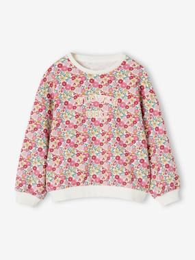 Sweatshirt with Floral Motifs for Girls  - vertbaudet enfant
