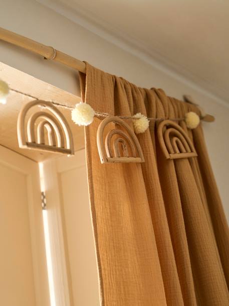 Rideau tube tamisant en gaze de coton blanc+cinnamon+ecru+grey blue+rose+rosy+sage green - vertbaudet enfant 
