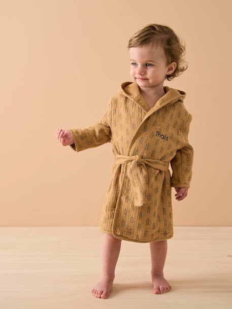 Cotton Gauze Bath Robe for Babies, ETHNIC ochre - vertbaudet enfant 