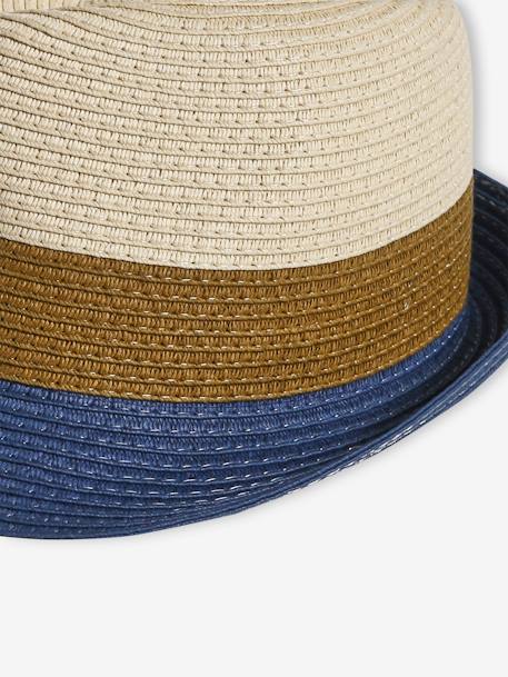 Three-Tone Panama-Style Hat, Straw-Like, for Boys wood - vertbaudet enfant 
