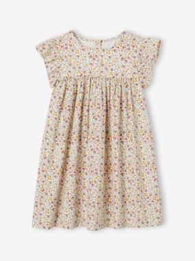 Ruffled, Short Sleeve Dress with Prints, for Girls  - vertbaudet enfant