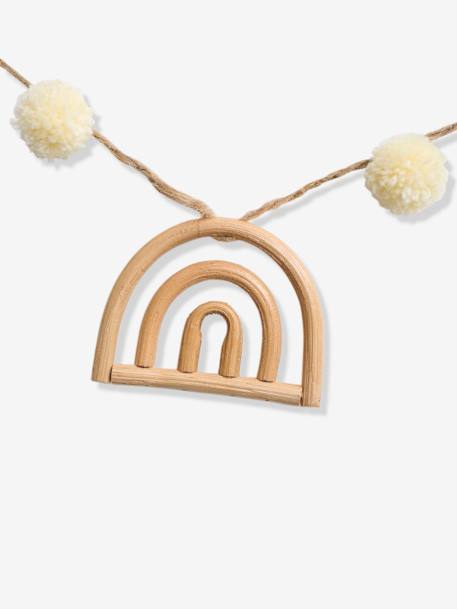 Guirlande arc-en-ciel et pompons en rotin beige - vertbaudet enfant 