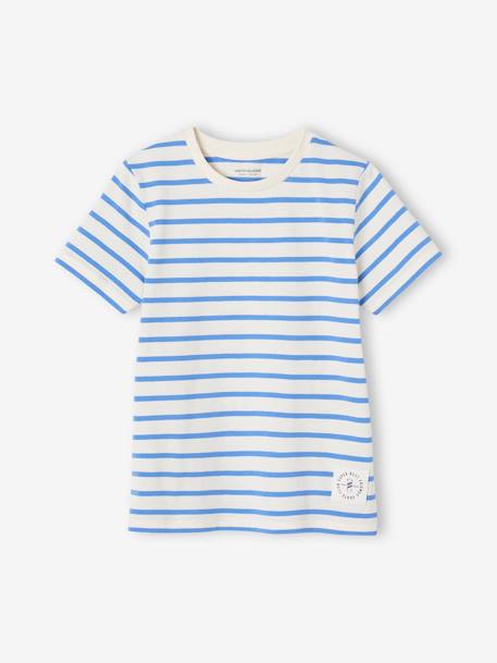 T-shirt rayé garçon manches courtes bleu azur+dark bleu indigo rayé+rayé jaune+rayé rouge+sauge rayé - vertbaudet enfant 