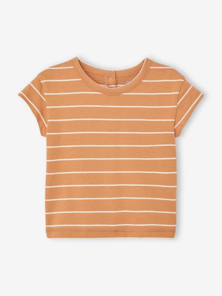 Pack of 2 Basic T-Shirts for Babies caramel+grey blue - vertbaudet enfant 