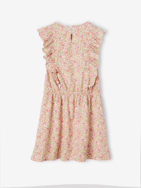 Printed Dress with Ruffles for Girls GREEN DARK ALL OVER PRINTED+rose+sky blue - vertbaudet enfant 