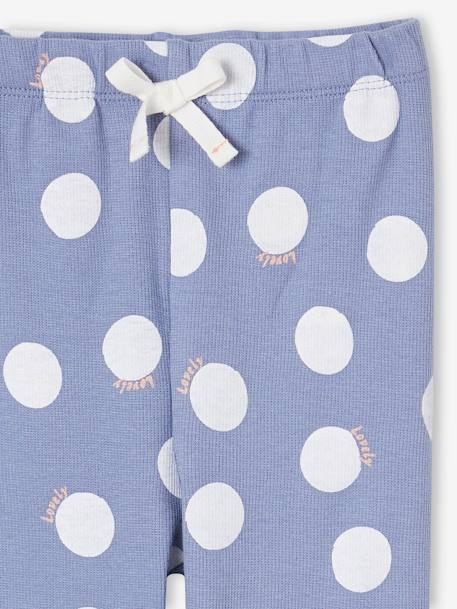 Printed Rib Knit Leggings, for Girls chambray blue+ecru - vertbaudet enfant 