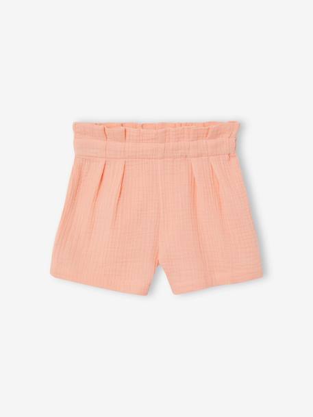 Occasion Wear Outfit: Blouse with Ruffles & Shorts in Cotton Gauze, for Girls printed blue+printed pink - vertbaudet enfant 