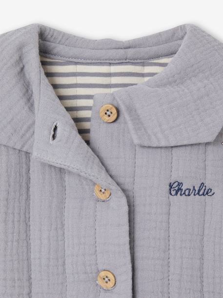 Veste en gaze de coton Bébé personnalisable bleu jean - vertbaudet enfant 