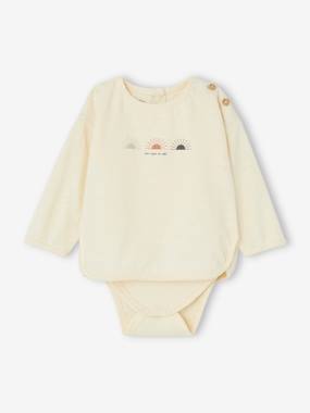Organic Cotton Bodysuit Top with Long Sleeves for Newborn Babies  - vertbaudet enfant