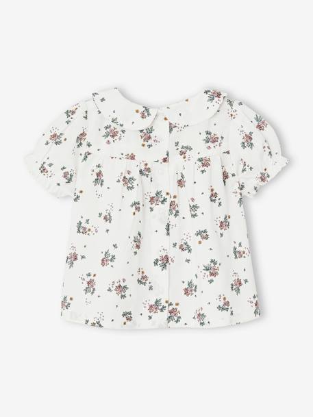 Short Sleeve Floral T-Shirt for Babies ecru - vertbaudet enfant 