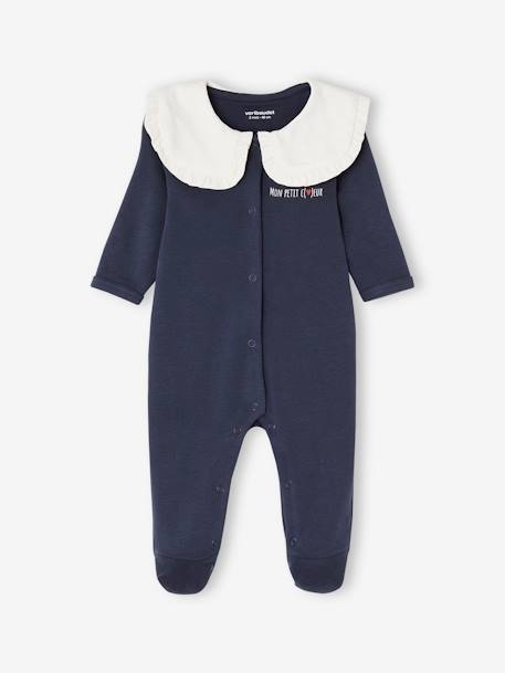 Pack of 3 'Heart' Sleepsuits in Interlock Fabric, for Babies night blue - vertbaudet enfant 