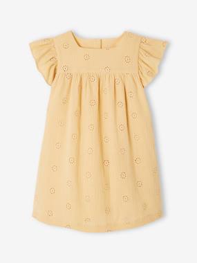 Cotton Gauze Dress with Embroidered Flowers, for Girls  - vertbaudet enfant