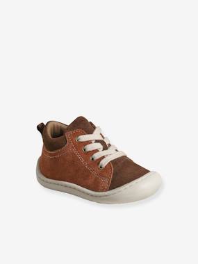 Pram Shoes in Soft Leather, with Laces, for Babies, Designed for Crawling  - vertbaudet enfant