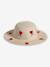 Capeline Style Hat in Straw-Effect with Hearts for Girls wood - vertbaudet enfant 