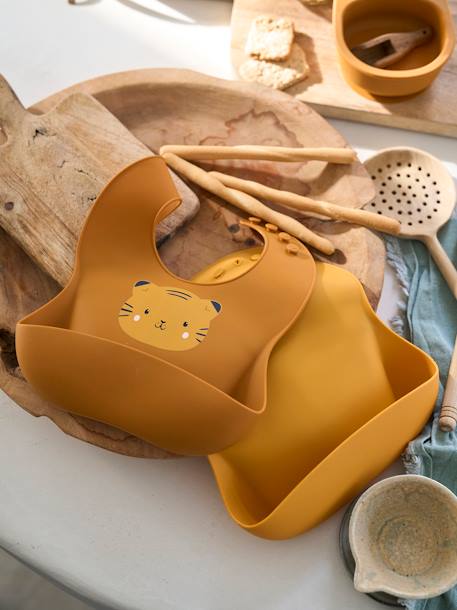 Lot 2 bavoirs en silicone marron - vertbaudet enfant 