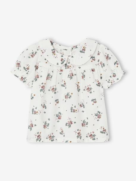 Short Sleeve Floral T-Shirt for Babies ecru - vertbaudet enfant 
