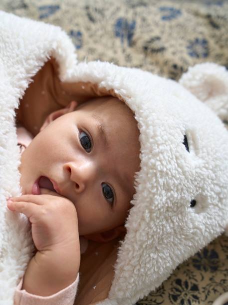 Nid d'ange transformable en tapis à langer peluche beige+beige imprimé+écru+gris souris+kaki+rose imprimé - vertbaudet enfant 