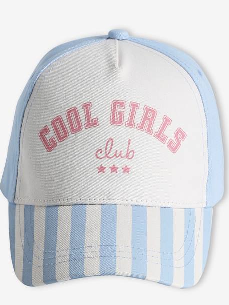 Cap for Girls, 'Cool Girls Club' striped blue+striped pink - vertbaudet enfant 