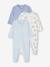 Lot de 3 pyjamas bébé en jersey ouverture zippée BASICS bleu chambray+blush+cappuccino - vertbaudet enfant 
