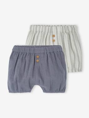 Pack of 2 Cotton Gauze Shorts for Babies  - vertbaudet enfant
