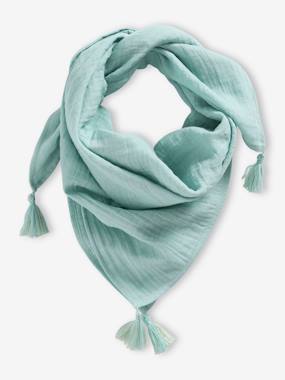 Fille-Accessoires-Bonnet, écharpe, gants-Foulard uni personnalisable à pompons fille