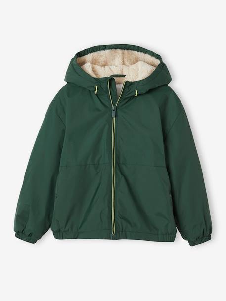 Coupe-vent garçon doublé sherpa à capuche caramel+kaki+marine+olive - vertbaudet enfant 