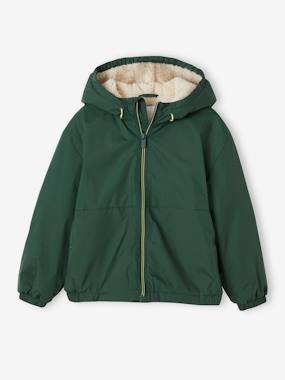 Boys-Coats & Jackets-Windcheater with Sherpa-Lined Hood for Boys